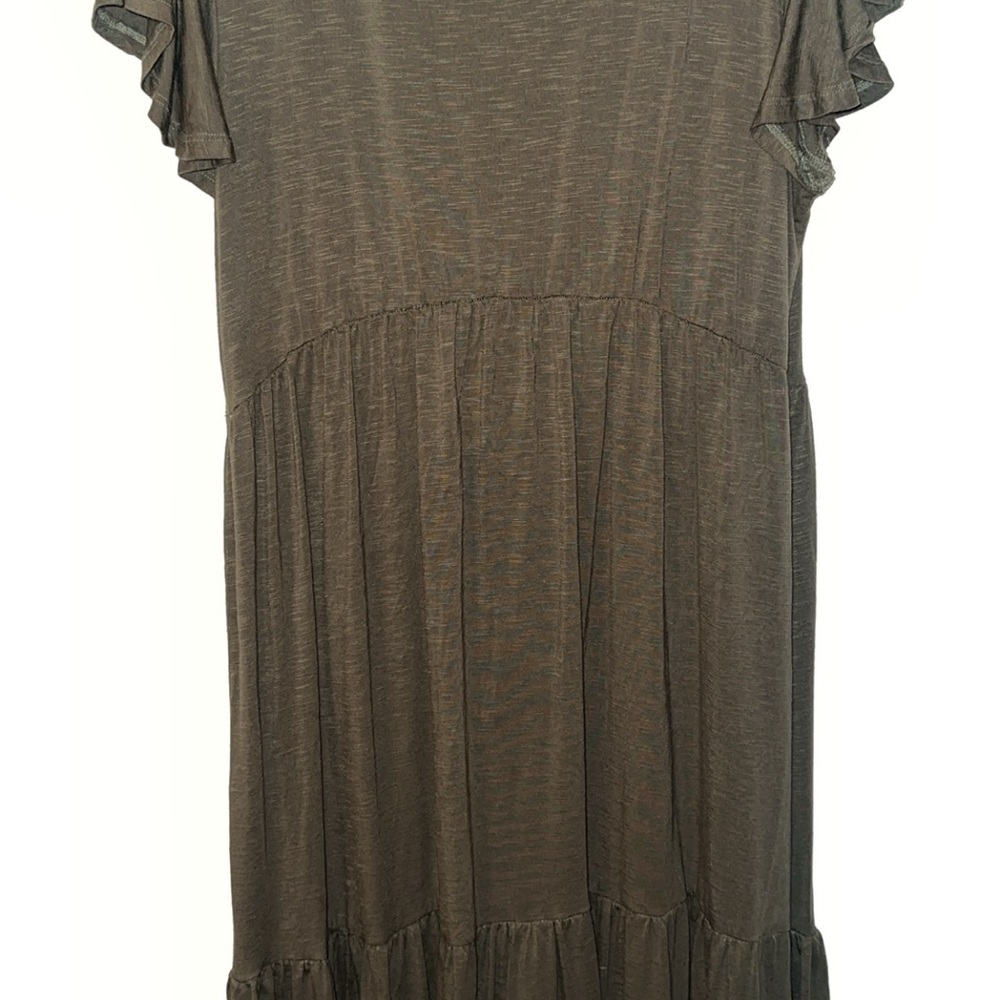 Brown Ruffle Sleeve Dress